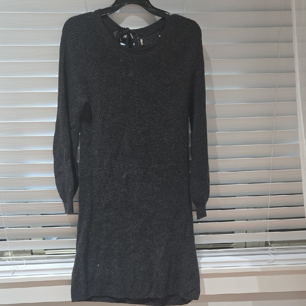 Black Knit Long Sleeve Sweater Dress - Women